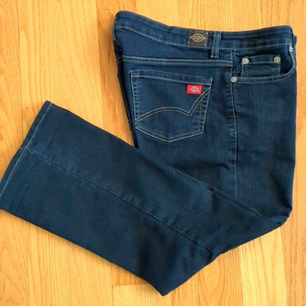 Dickies Relaxed Fit Boot Cut Dark Wash Denim Jeans 100% Cotton Women's Size 10P
